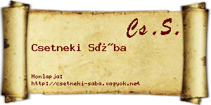 Csetneki Sába névjegykártya